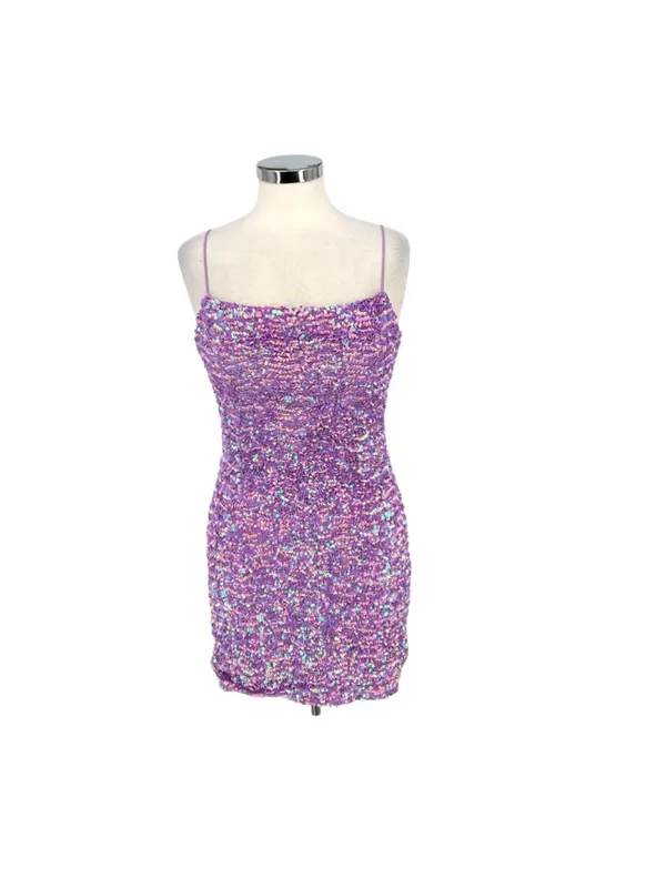 Thirty Thirty Lilac Iridescent Sequin Bodycon Mini Dress Size Medium Party Night - Image 9