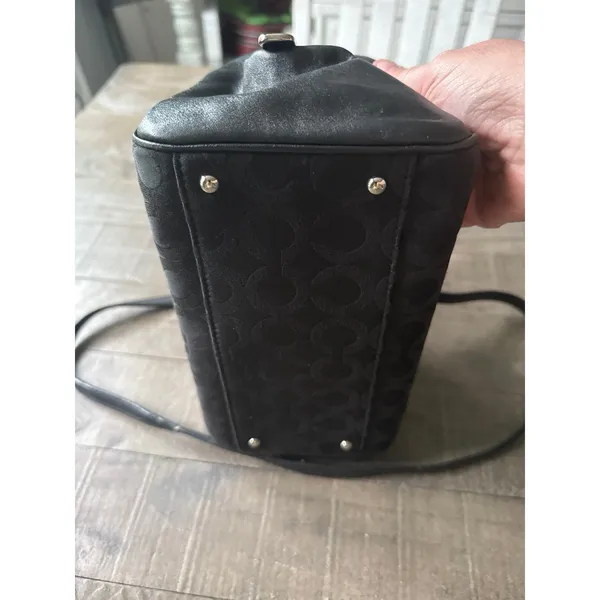 Coach Madison Op Art sateen black mini‎ satchel - Image 6