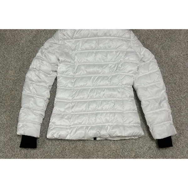 Nautica White Puffer Jacket Faux Fur Hood Quilted Winter Coat Size Small - Image 9