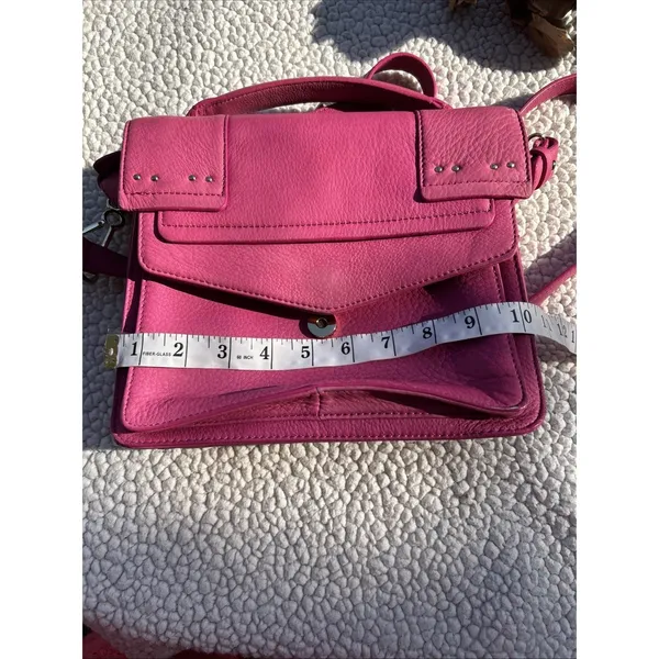 Vince Camuto Pink Pebbled Leather Crossbody Satchel Bag Gold Hardware Top Handle - Image 16