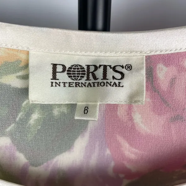 Ports‎ International Multicolor Floral 100% Silk Short Cap Sleeve Flowy Dress - Image 3