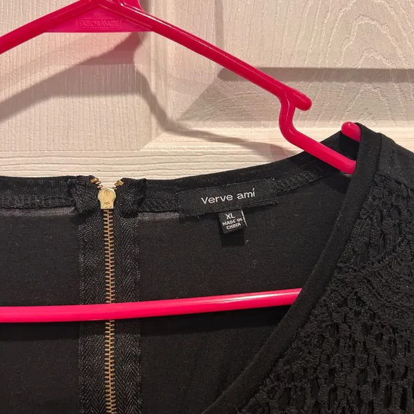 Verve‎ Ami Womens Black Lace Front Short Sleeve Blouse XL Whimsygoth Minimalist - Image 4