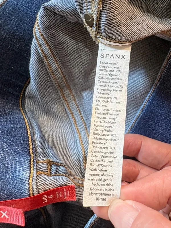 💥SPANX Pull On Flare Jeans Dark Wash High Rise Stretch Denim Size L🧡 - Image 12