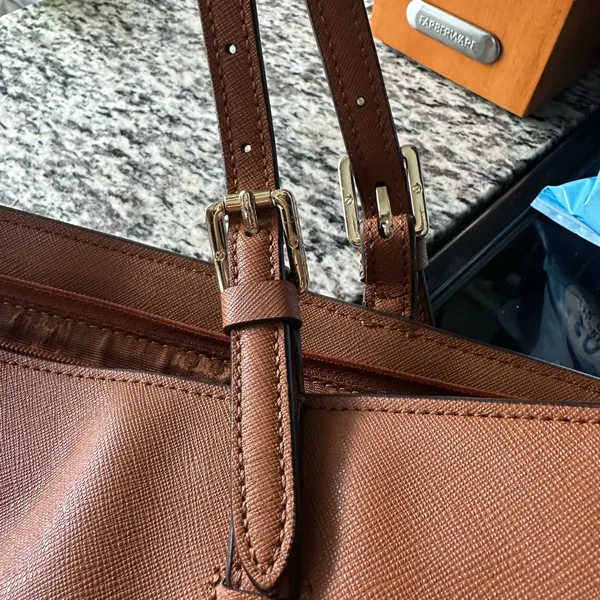 Tory Burch Cognac Leather Tote with Gold Logo - Image 3