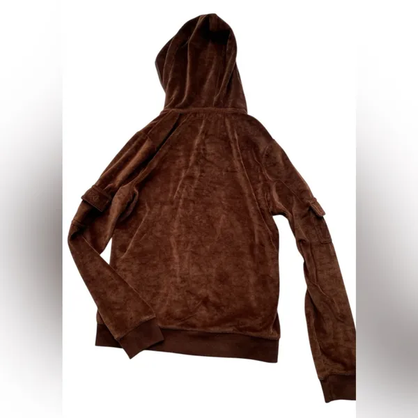 BCBGMaxAzria Brown Boxy Hoodie velour with Relaxed Fit - Image 2