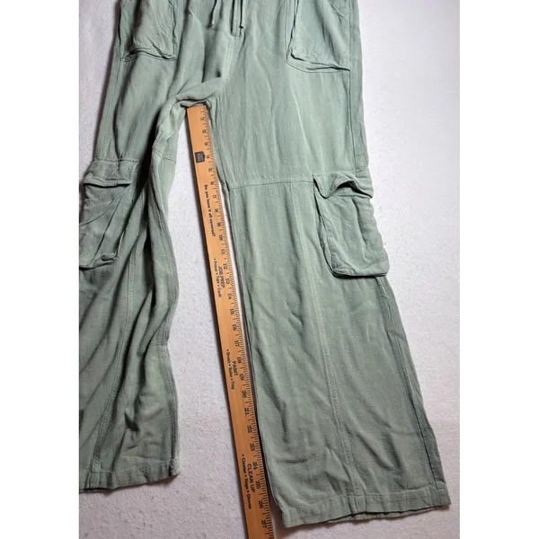 T&S by Thread & Supply Cargo Pants Sage Green Wide Leg XL Drawstring Waist - Image 8