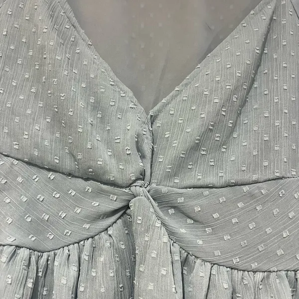 New!! American Eagle M Light Blue Slightly Cropped Flowy Long Sleeve Blouse - Image 4