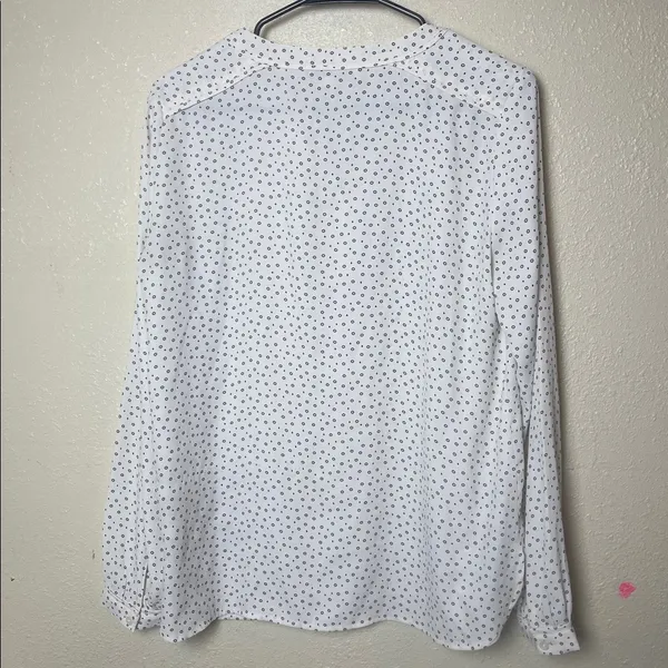 LOFT Beige Blouse with Black Dots - Image 4