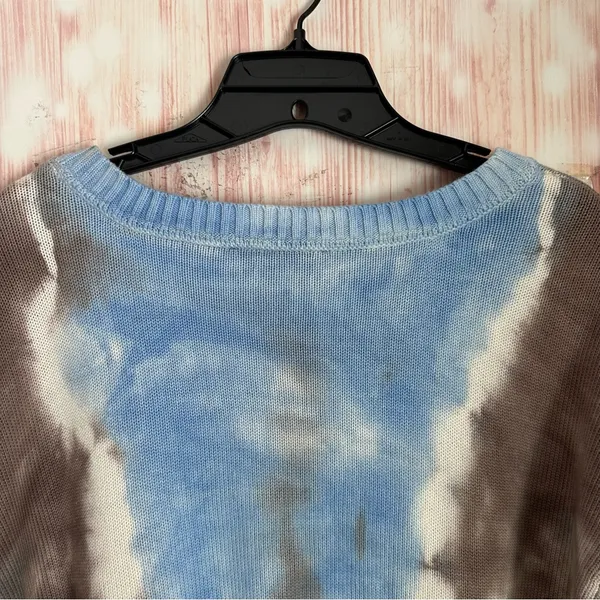 All Worthy By Hunter McGrady Blue & Mocha Brown Tie Dye Crewneck Knit Sweater L - Image 9