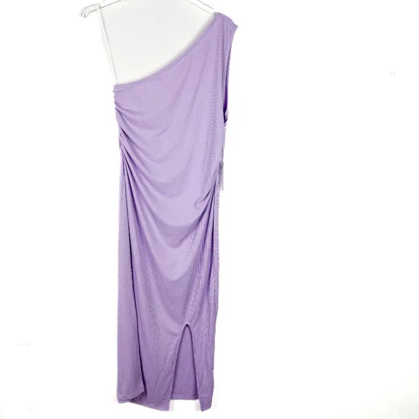 NWT Six/Fifty The Everly One-Shoulder Midi Dress Ribbed Purple Size Medium M NEW - Image 2