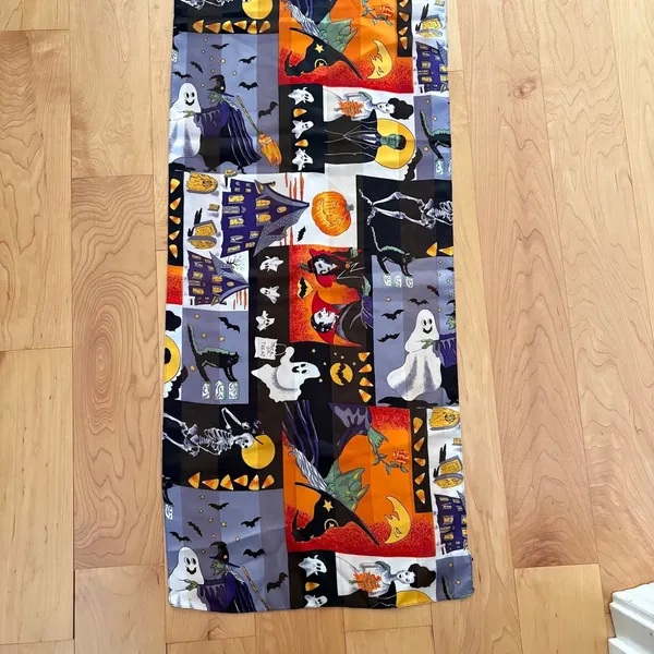 Vintage Halloween Scarf Witches Ghosts Vampires Haunted House 59x14 Holiday - Image 7
