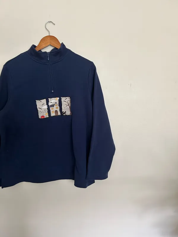 Halloween 1/4 zip Blue Size XL - Image 3