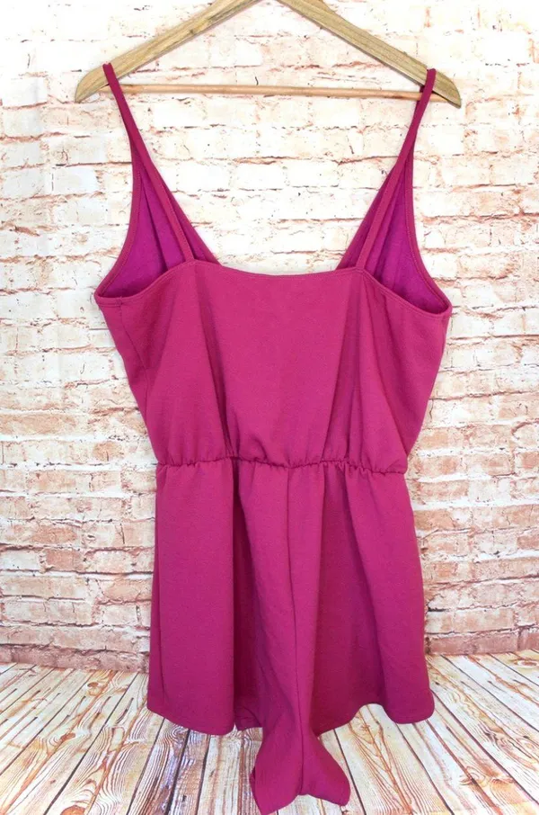 The Vanity Room | Magenta V-Neck Skort Romper - Image 2