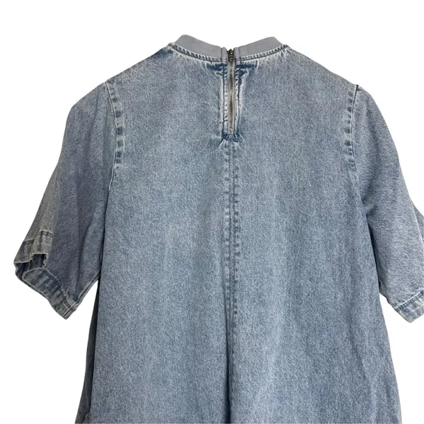 Free People Harlow Blue Denim Short Sleeve Shift A-Line Mini Dress Size XS - Image 8