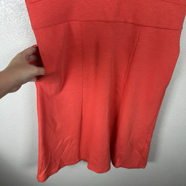 Toad & Co‎ Flexcel Cap Sleeve Dress Womens Large Coral Orange Pockets Tencel - Image 3