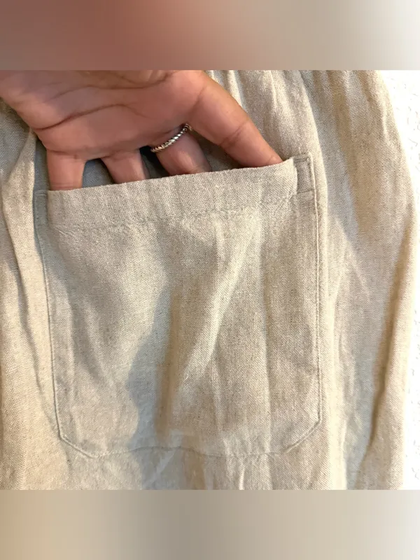 Old Navy Womens Pants Beige Linen Blend Pull On Wide Leg Size XL - Image 7