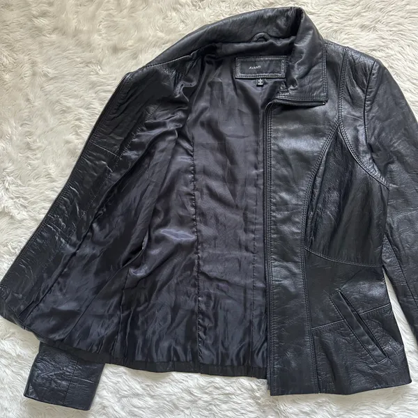 Avanti Jacket Genuine Leather Full Zip Up Collared Vintage Black S - Image 4