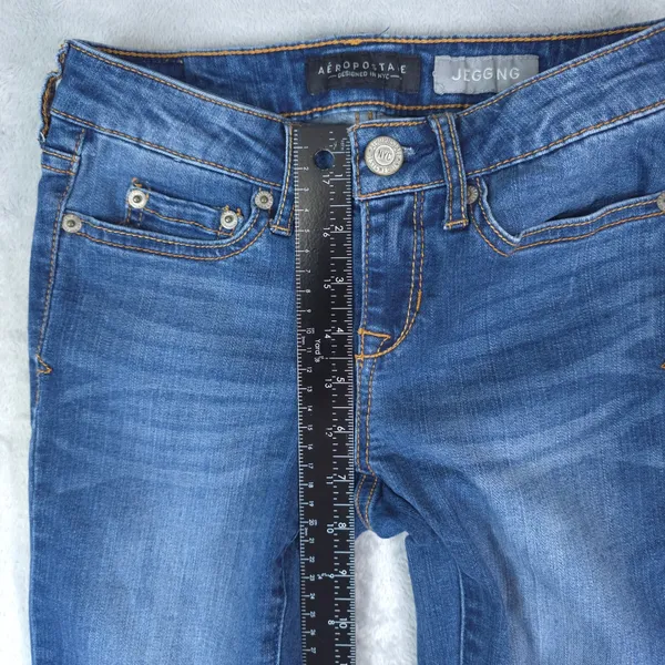 Aeropostale Jegging Women 00 Regular (25x28) Blue Denim Skinny Stretch Jeans - Image 11