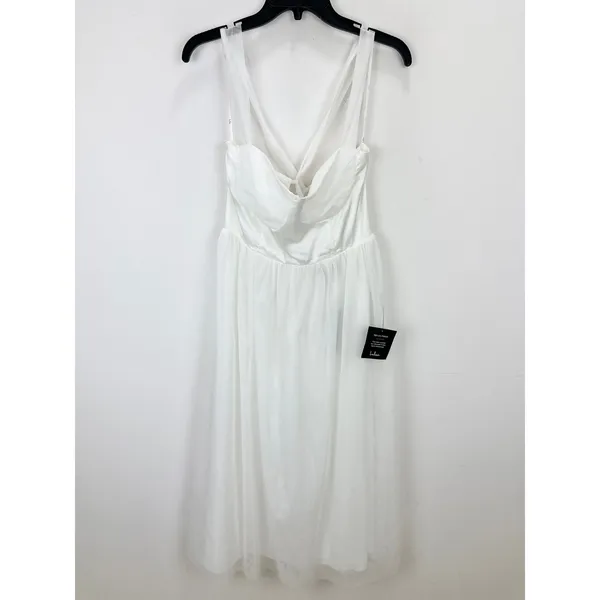 Lulus Twirling For You Ivory Lace-Up Bustier Tulle Midi Dress A Line Large NWT - Image 5