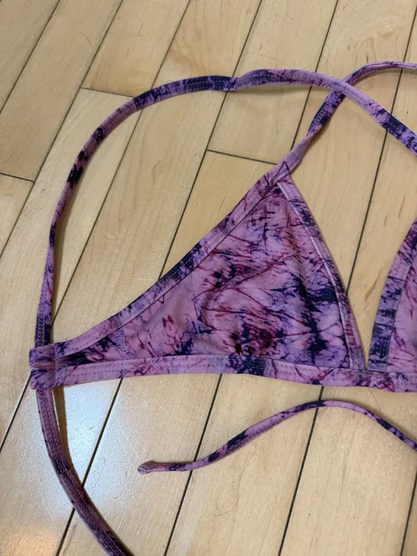 JOLYN Triangle Top Bikini Swimsuit Swim Purple Tie Dye Batik Print Size XS - Image 2