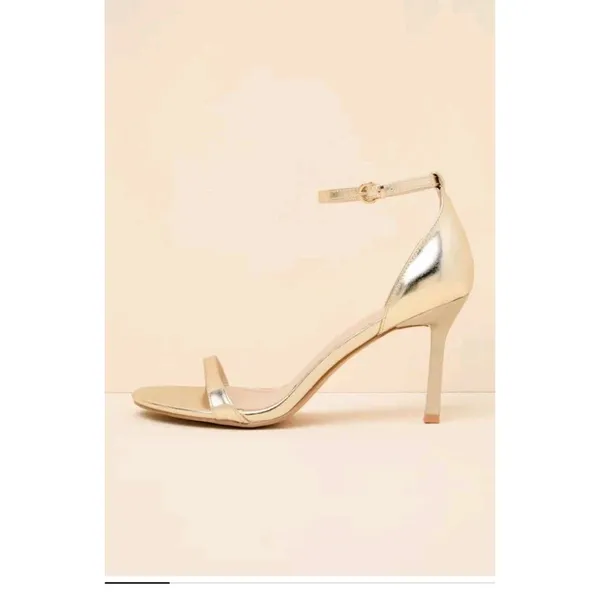 Lulus Gold Metallic Strappy Heels Womens 8.5 Ankle Strap Stiletto Sandals - Image 4