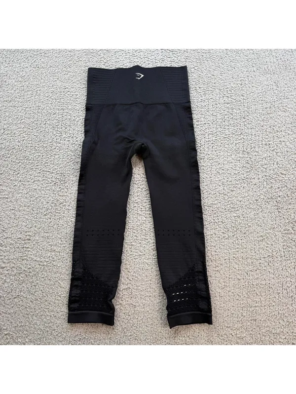Gymshark Leggings Womens XS Black Seamless High Waisted Cropped Athletic Workout - Image 4