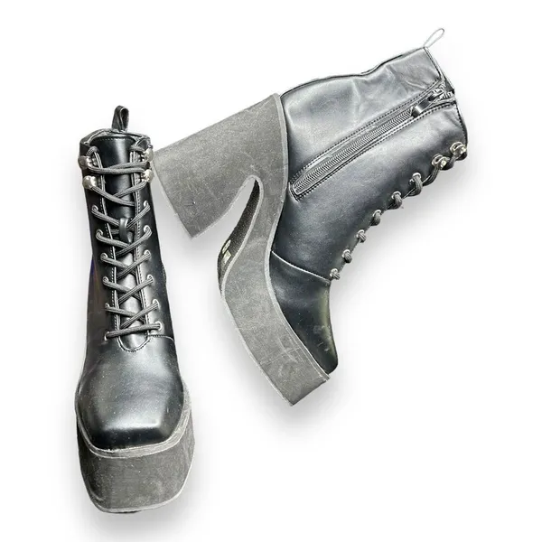 Koi‎ Womens Chunky Platform Lace Up Army Combat Ankle Booties Size 5 EUC - Image 6
