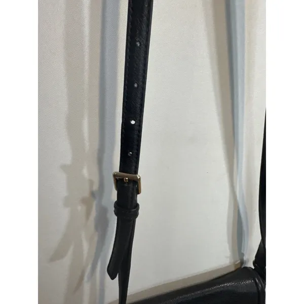Kate Spade NY Black Leather Saddle Crossbody‎ Bag Adjustable Strap Boho Chic - Image 13