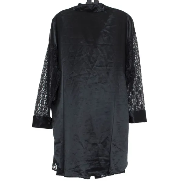 Vintage Victorias Secret Sleep Shirt Gold Label Whimsigoth Lace Witchy Black M/L - Image 2