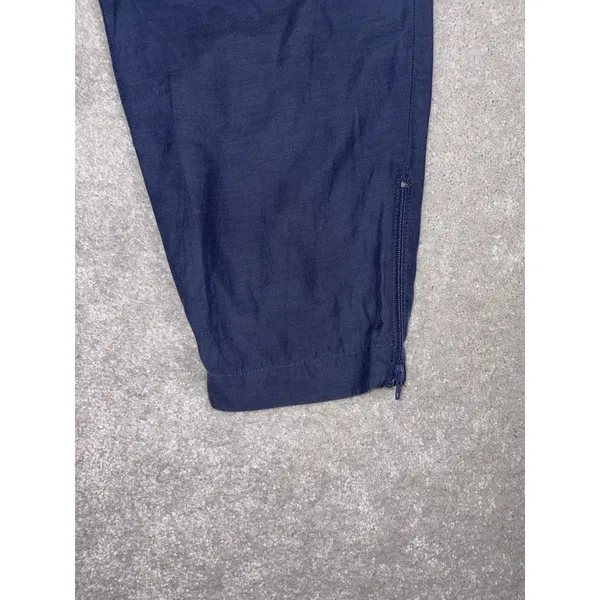 VINCE Pleated Slouchy Cropped Zip Leg‎ Pants Trousers Navy Blue 6 Ankle Zip - Image 3