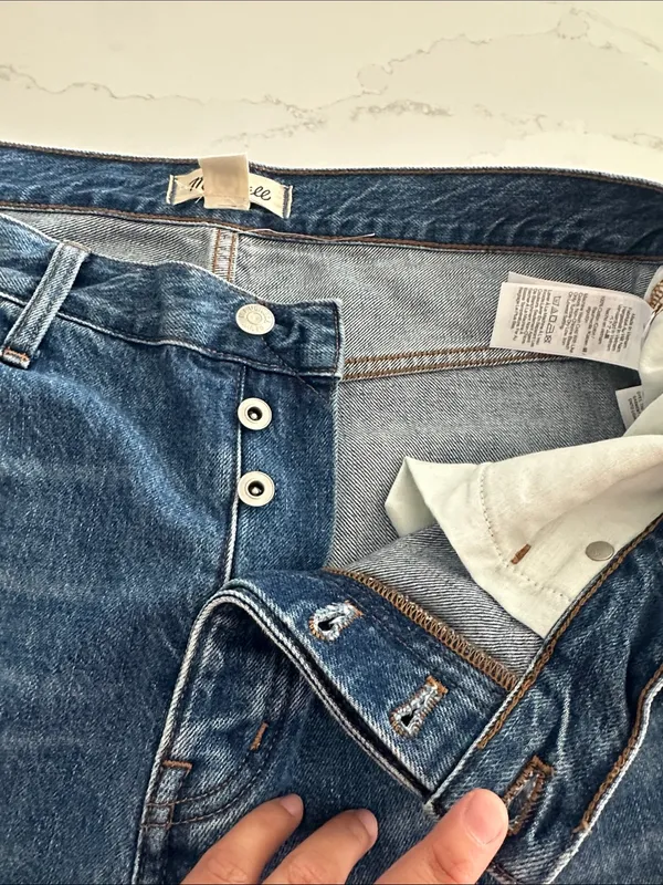 Madewell Low-Slung Straight‎ Jeans medium wash size 31 NWOT - Image 6