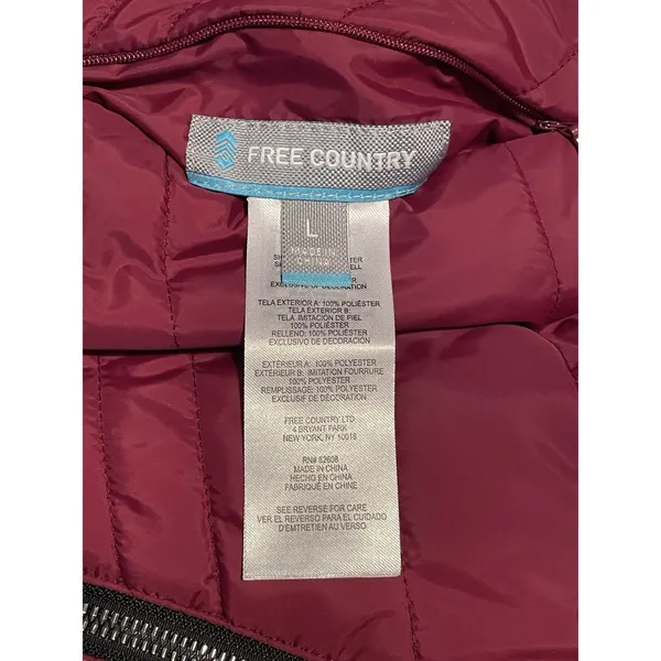 NWOT Free Country Women L Reversible Quilted Jacket Purple Minky Fleece Full Zip - Image 13