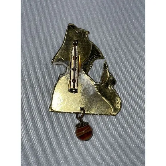 Rare Vintage Halloween Girl with‎ Pumpkin Pin Brooch - Image 2