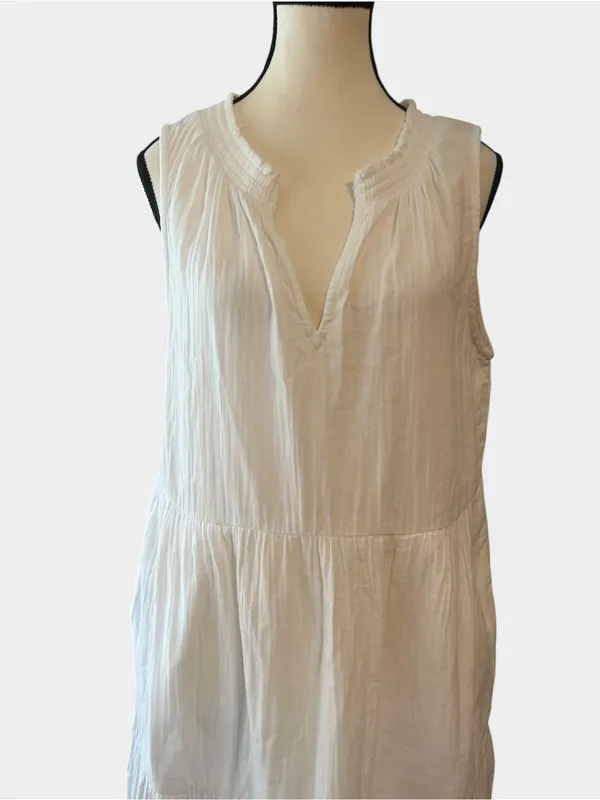 NWT Boden Double Cloth Tiered Maxi Dress White Cotton 8P Medium D0911 - Image 5