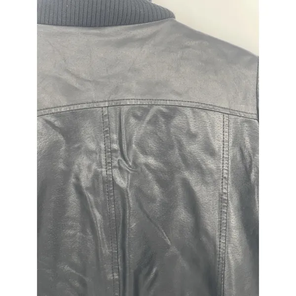 Roaman's Black Leather Bomber Jacket Full Zip Pocket Lined Size‎ 14W - Image 8