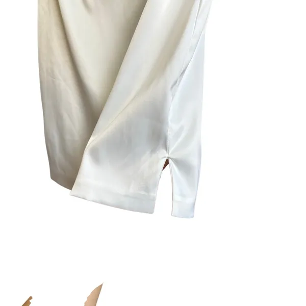 CHE BY CHELSEY White Satin Ruffled Off the Shoulder Bodycon Mini Dress‎ Size XS - Image 9