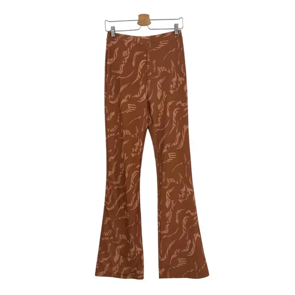 White Fox Boutique Find My‎ Own Way Pants Cappuccino Whirl Print Medium - Image 3