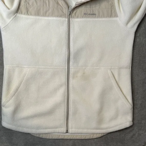 Columbia‎ Womens L Fleece Jacket Cream Full Zip Sherpa Collar Gorpcore Hiking - Image 8