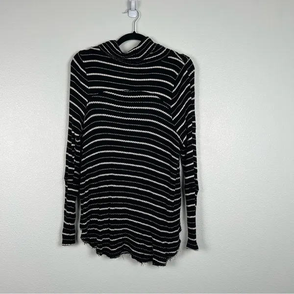 We The Free Stripes‎ Drippy Thermal Knit Cowl Neck Sweater S - Image 7
