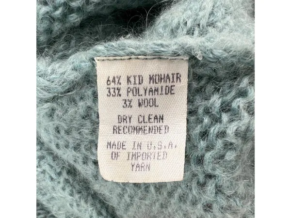 Margaret OLeary Cardigan Sweater Kid Mohair Blend Zip Front Blue Green Size 2 - Image 9