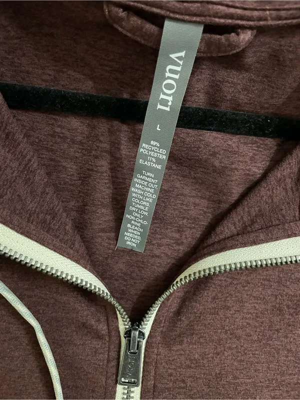 Vuori NWOT Halo Performance Hoodie Heather Red Full-Zip sweatshirt L - Image 8
