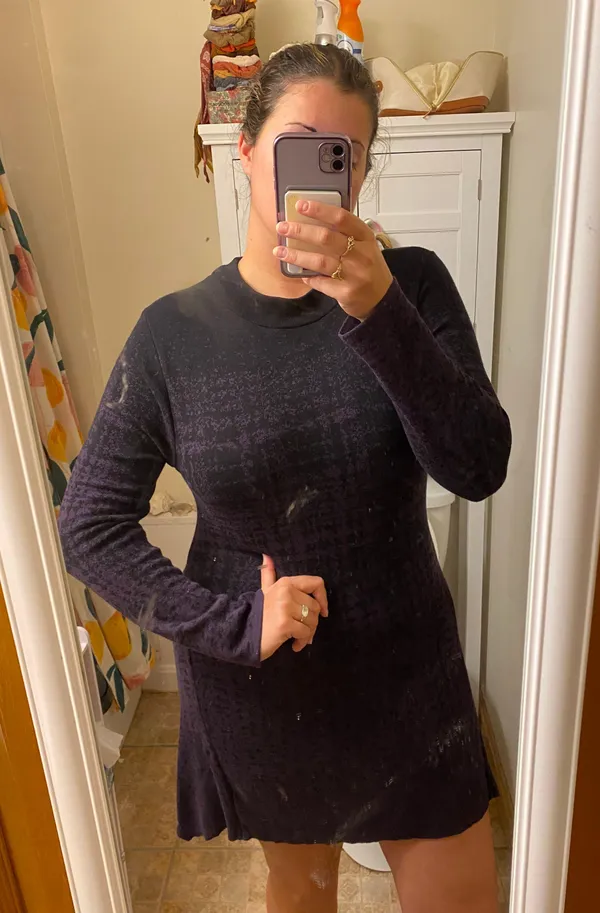 Style & Co Purple & Black Sweater Bodycon Dress - Image 3