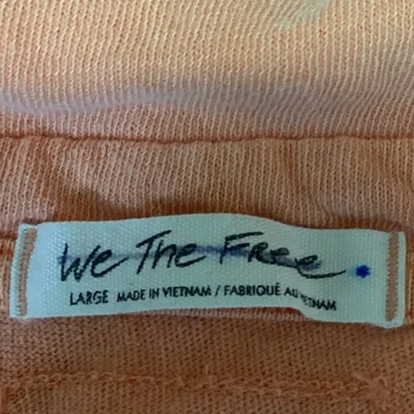 Free People Orange Cotton Collared Short Sleeve Boxy Crop Polo Shirt Top Size L - Image 3