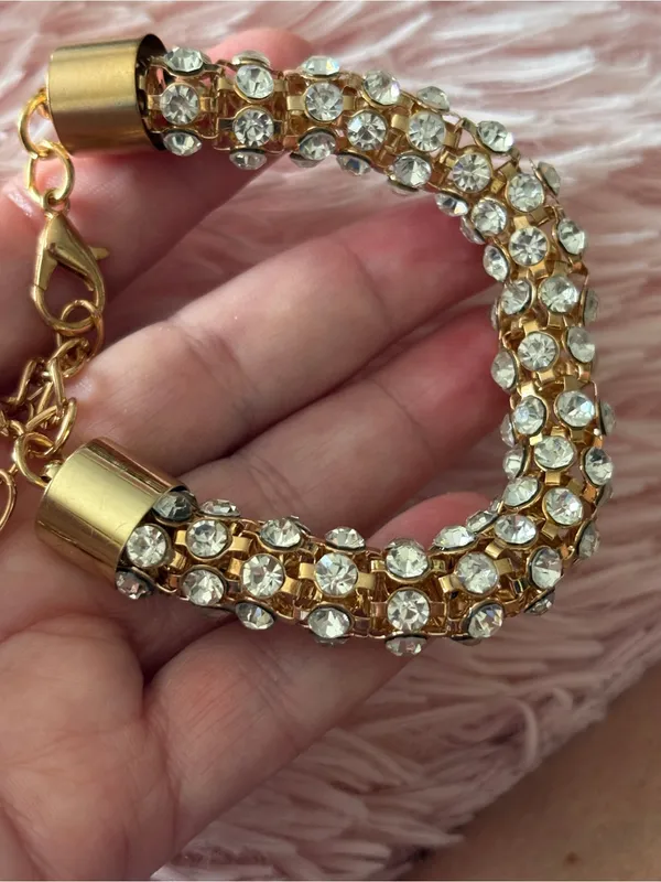 Kendra Phillip Gold & Crystal Tennis Bracelet Signed - Image 2