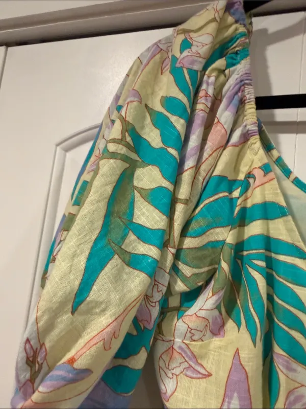 Billabong today’s wish Yellow Floral Tropical Maxi‎ Dress with Teal & Lavender - Image 6