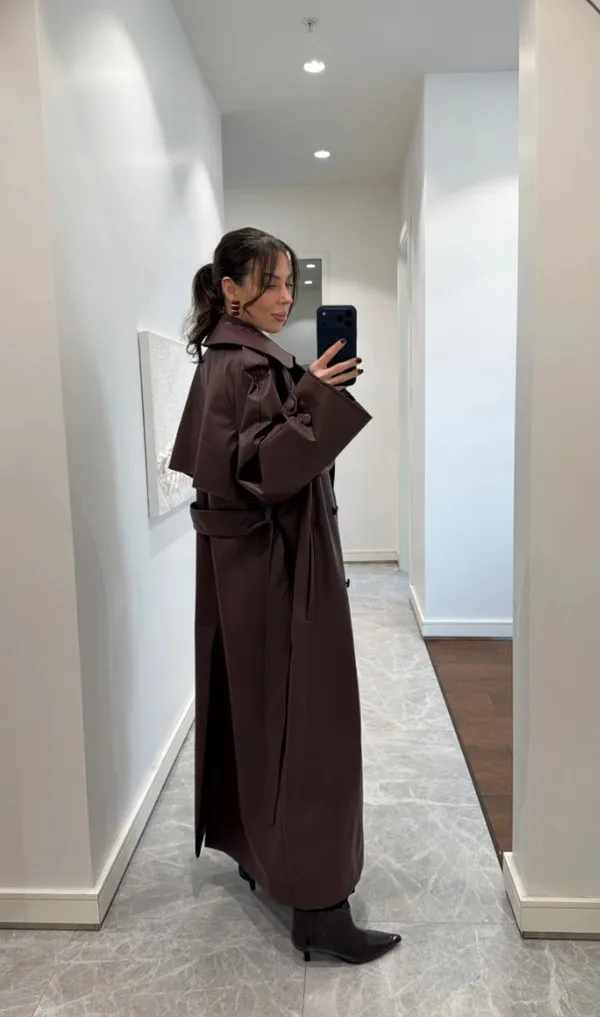  Burgundy Trench Coat - Image 7