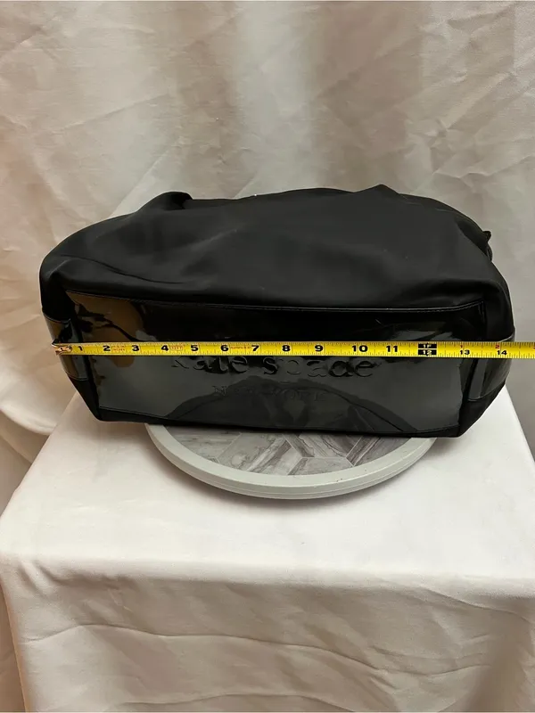 Kate Spade Black Nylon Handbag Patent Trim Polka Dot Lining Tote - Image 5