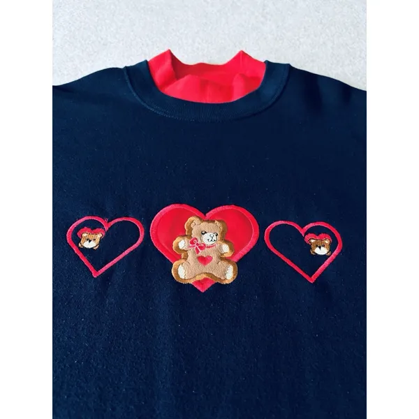 Vintage Endless Designs Embroidered Teddy Bear Crewneck Sweatshirt XL USA 90s - Image 2