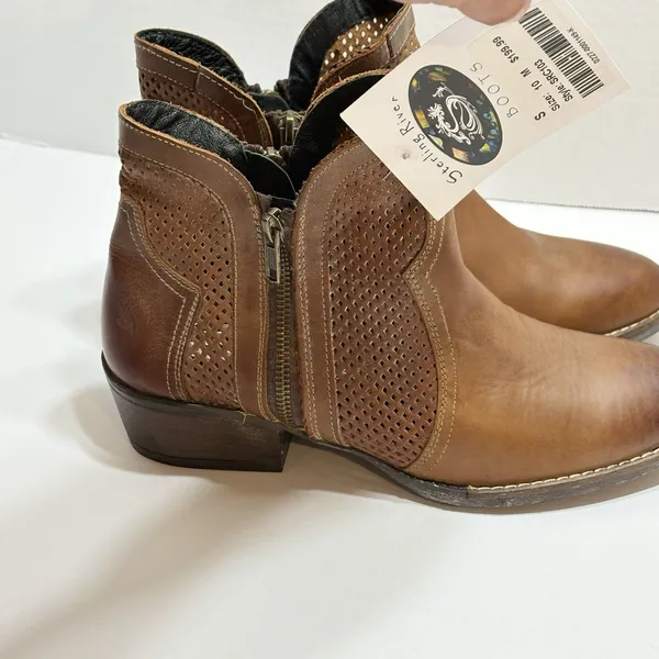 Sterling River Boots Womens 10 Brown Leather Perforated Western NWT - Image 2