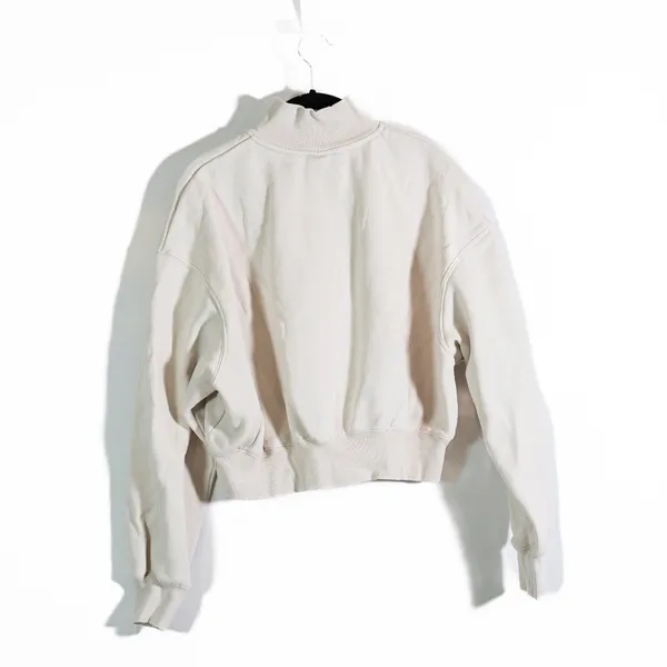 Nike Women's Cotton Fleece Lined Quarter Zip Pullover Sweater Neutral Ivory M - Image 4